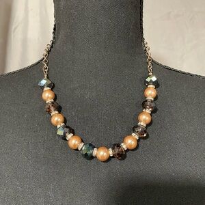 Elegant Faux Pearl and Crystal Necklace
